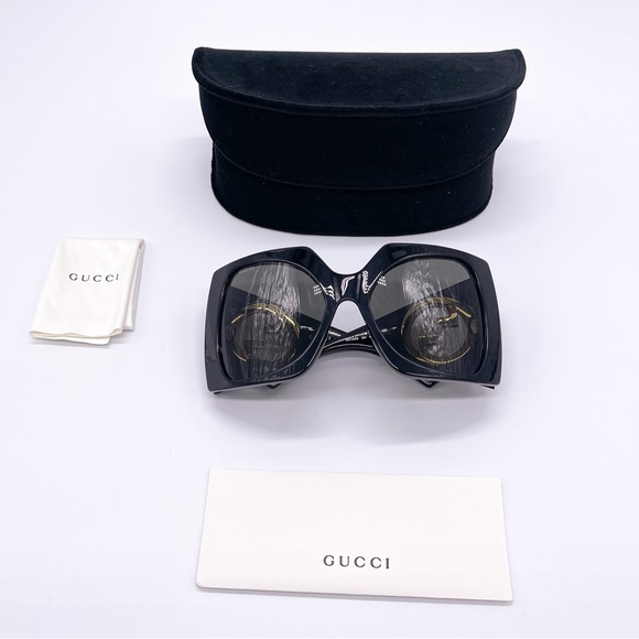 NEW GUCCI OVERSIZED BLACK WOMEN SUNGLASSES GUCCI GG1255S 001 - Picture 12 of 12
